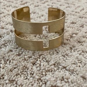 Cross Cut Out Cuff Gold Bracelet